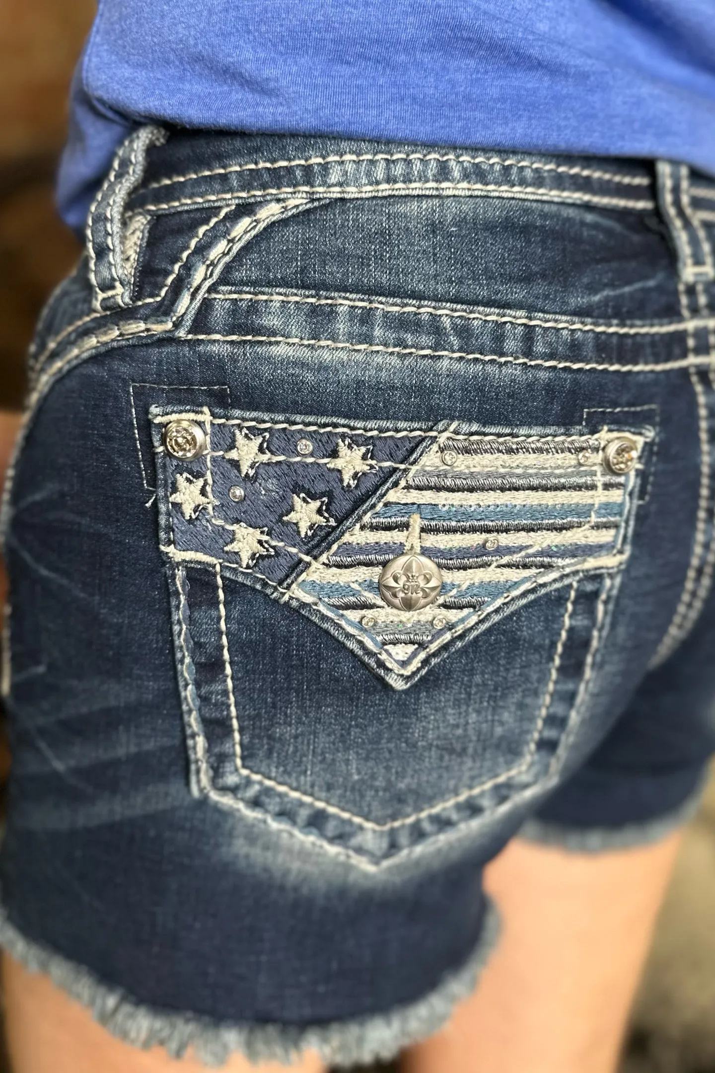 Americana Flap Denim Shorts by Miss Me