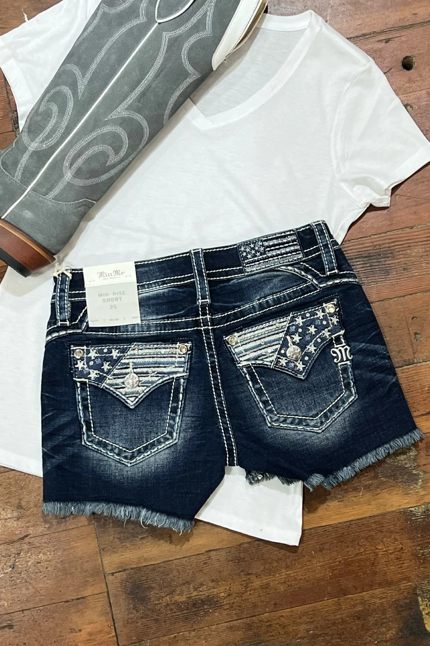 Americana Flap Denim Shorts by Miss Me