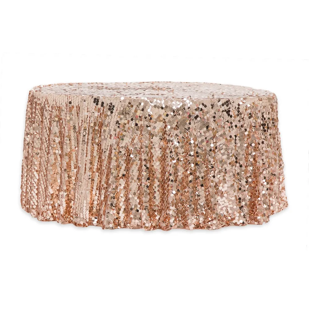 Large Payette Sequin Round 120" Tablecloth - Blush/Rose Gold