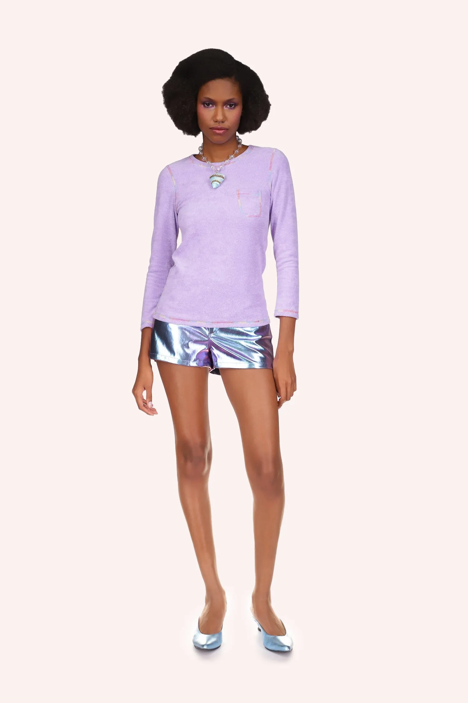 Metallic Faux Leather Shorts