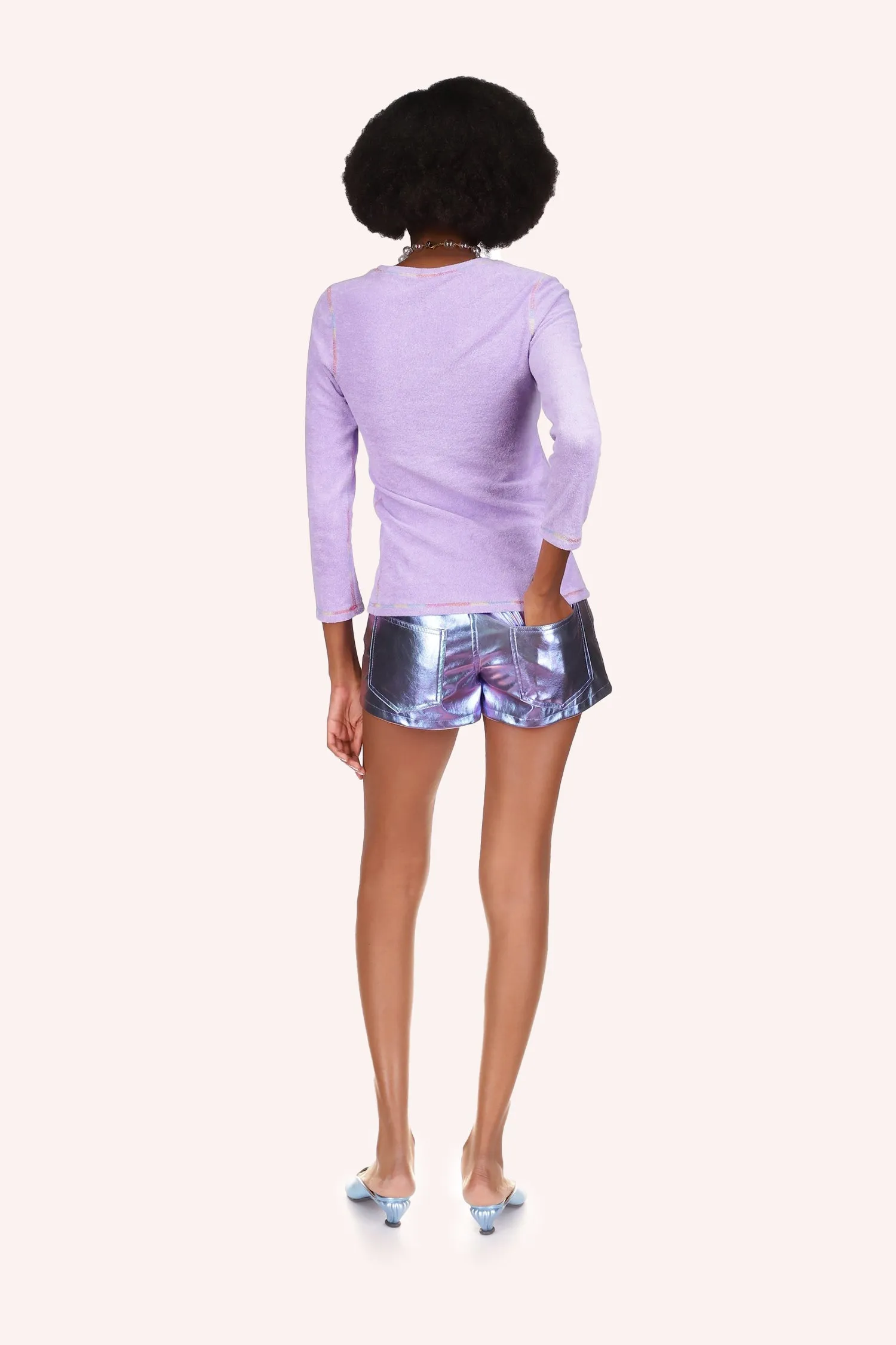 Metallic Faux Leather Shorts