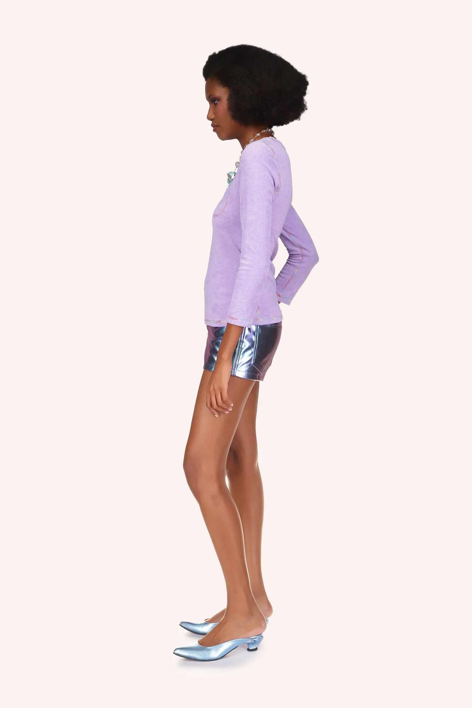 Metallic Faux Leather Shorts