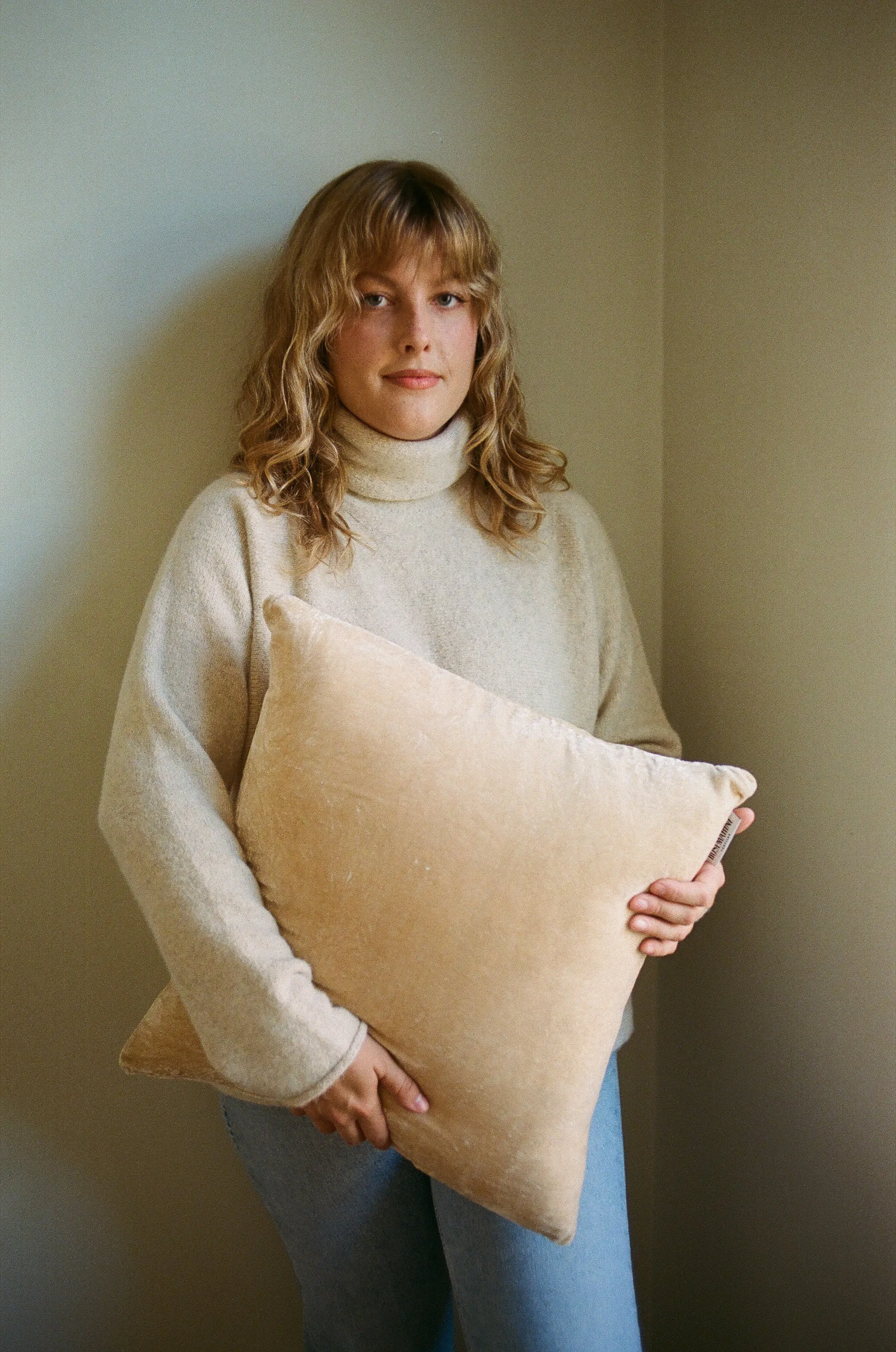 Sand Naturally Dyed Silk Velvet Pillow