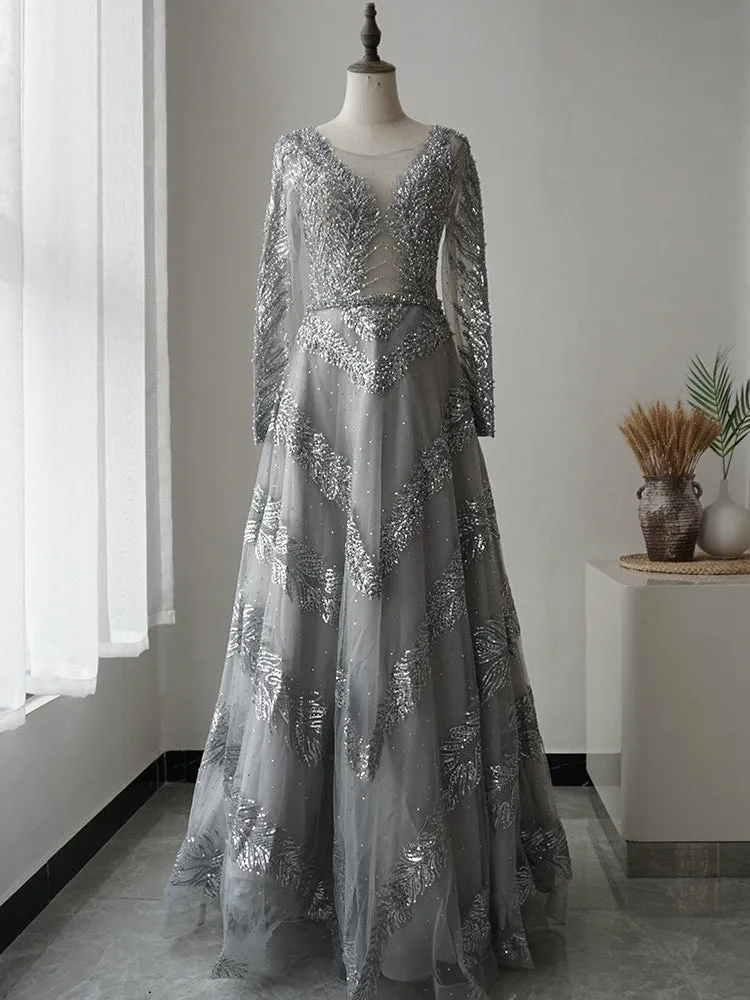 Selinadress Elegant Long Luxury Burgundy Long Evening Dress Formal Gowns SC090